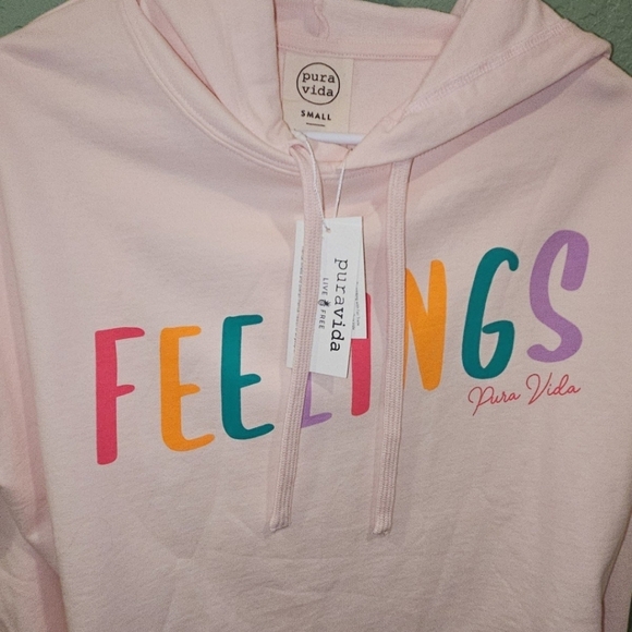 NEW Pura Vida "Feelings" Pink Cropped Hoodie Adult Size Small - Picture 5 of 6